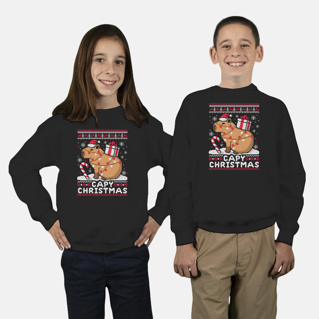 Capy Christmas-Youth-Crew Neck-Sweatshirt-NemiMakeit