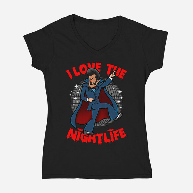 I Love The Nightlife-Womens-V-Neck-Tee-Boggs Nicolas