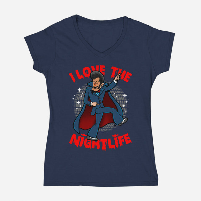 I Love The Nightlife-Womens-V-Neck-Tee-Boggs Nicolas