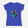 Mega Neon-Womens-V-Neck-Tee-nickzzarto