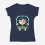 Welcome Home Coraline-Womens-V-Neck-Tee-momma_gorilla