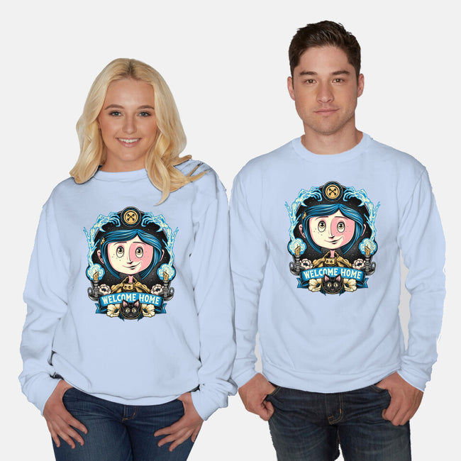 Welcome Home Coraline-Unisex-Crew Neck-Sweatshirt-momma_gorilla