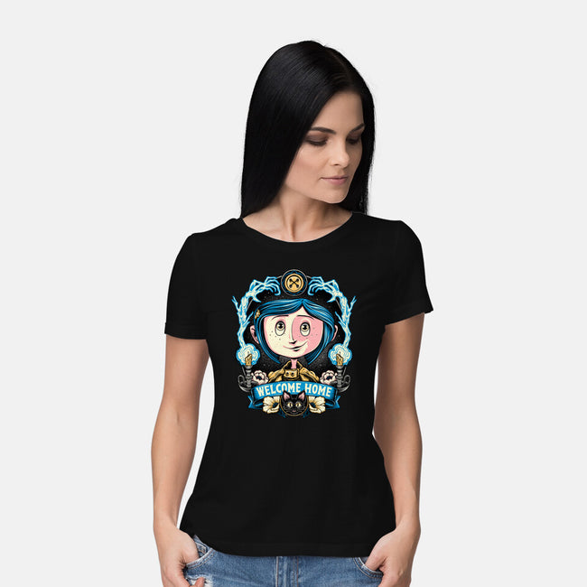 Welcome Home Coraline-Womens-Basic-Tee-momma_gorilla