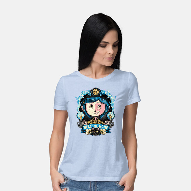 Welcome Home Coraline-Womens-Basic-Tee-momma_gorilla