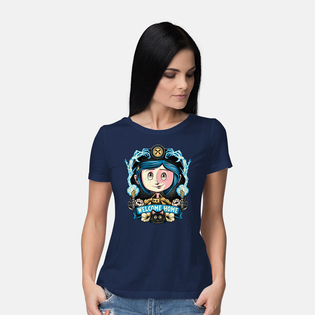 Welcome Home Coraline-Womens-Basic-Tee-momma_gorilla