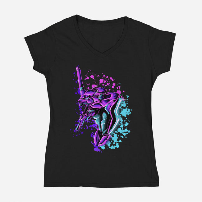 One Mecha-Womens-V-Neck-Tee-nickzzarto