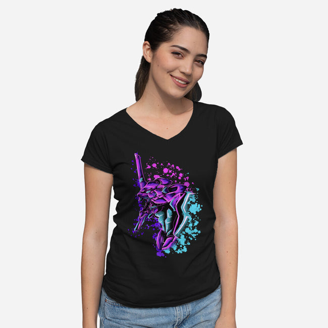 One Mecha-Womens-V-Neck-Tee-nickzzarto