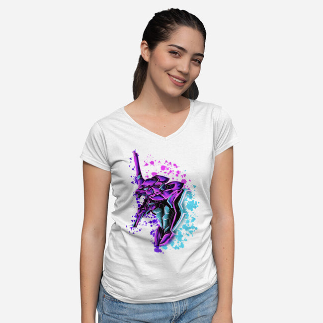 One Mecha-Womens-V-Neck-Tee-nickzzarto