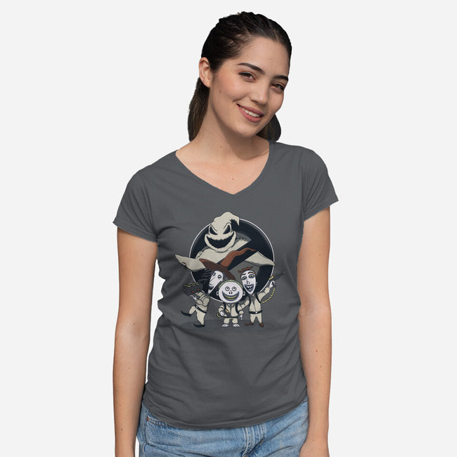 OogieBoogieBusters-Womens-V-Neck-Tee-Claudia