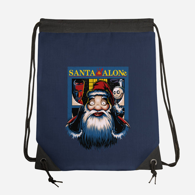 Santa Alone-None-Drawstring-Bag-daobiwan