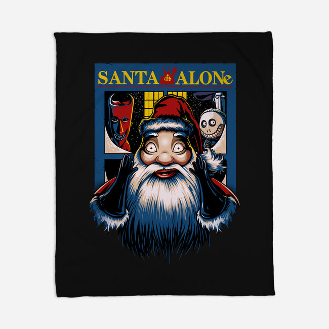 Santa Alone-None-Fleece-Blanket-daobiwan