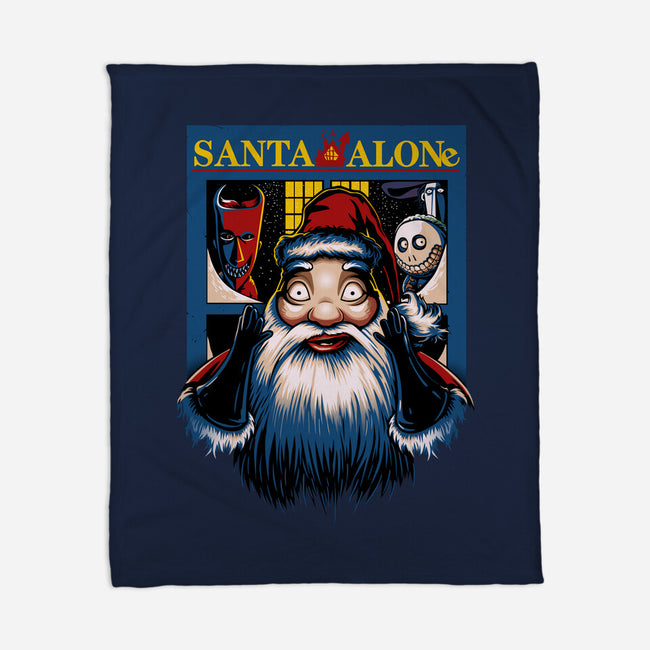 Santa Alone-None-Fleece-Blanket-daobiwan