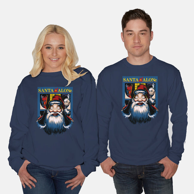 Santa Alone-Unisex-Crew Neck-Sweatshirt-daobiwan