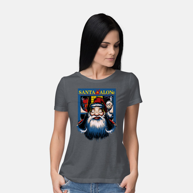 Santa Alone-Womens-Basic-Tee-daobiwan