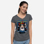 Santa Alone-Womens-V-Neck-Tee-daobiwan