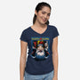 Santa Alone-Womens-V-Neck-Tee-daobiwan