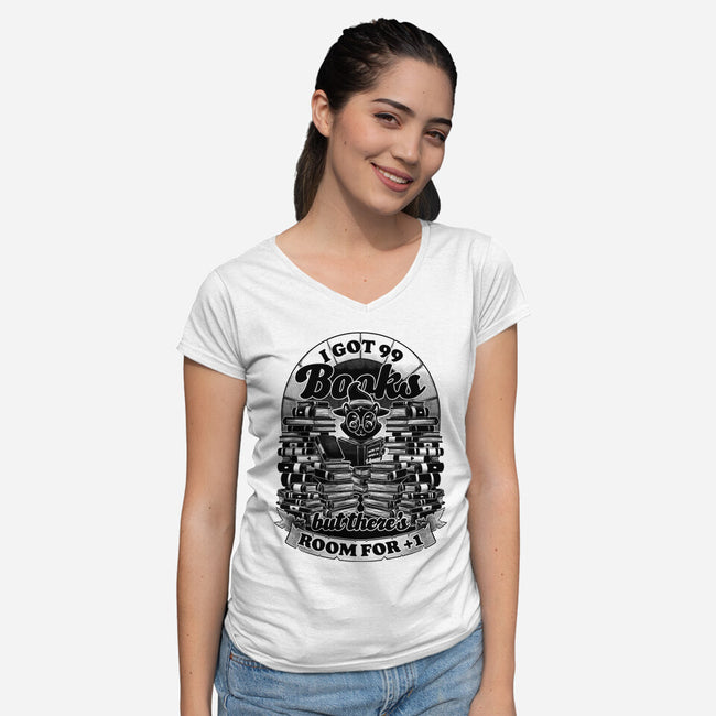 Cat Witch Books-Womens-V-Neck-Tee-Studio Mootant