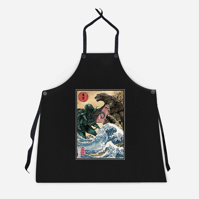 Monster King Vs Great Old One-Unisex-Kitchen-Apron-DrMonekers