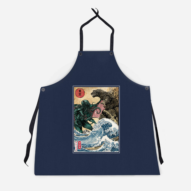 Monster King Vs Great Old One-Unisex-Kitchen-Apron-DrMonekers