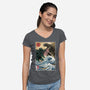 Monster King Vs Great Old One-Womens-V-Neck-Tee-DrMonekers