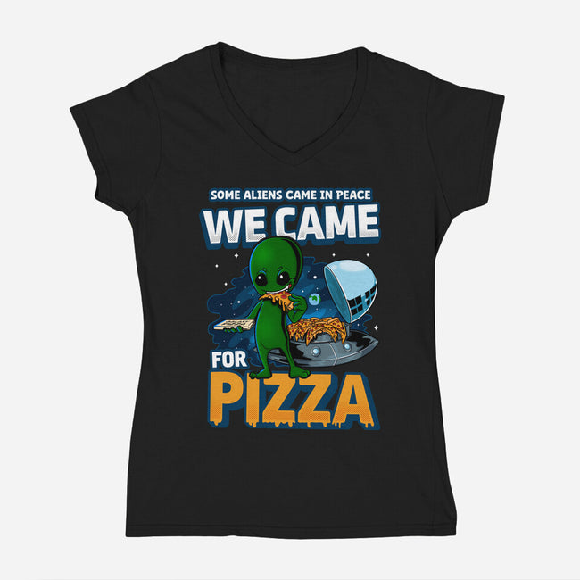 We Came For Pizza-Womens-V-Neck-Tee-LtonStudio