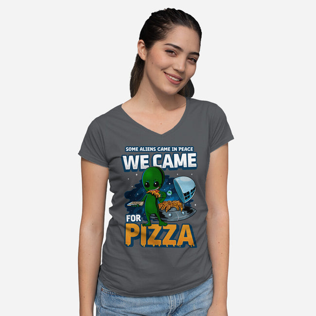 We Came For Pizza-Womens-V-Neck-Tee-LtonStudio