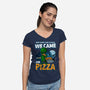 We Came For Pizza-Womens-V-Neck-Tee-LtonStudio