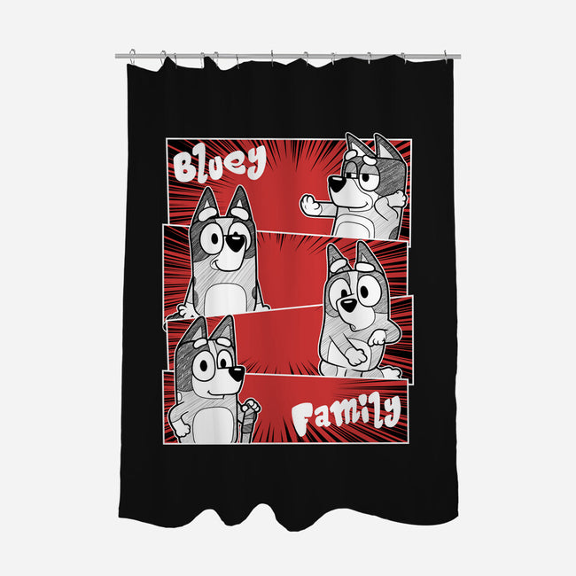The Bluey Family-None-Polyester-Shower Curtain-Astrobot Invention