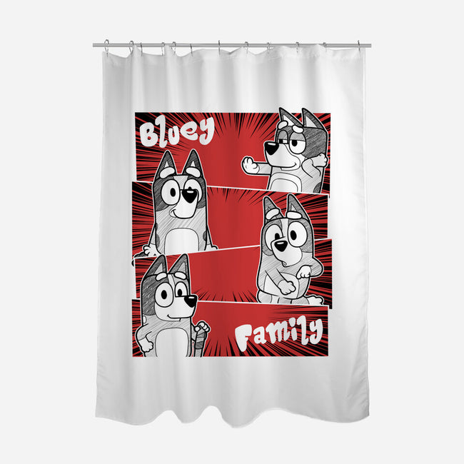 The Bluey Family-None-Polyester-Shower Curtain-Astrobot Invention