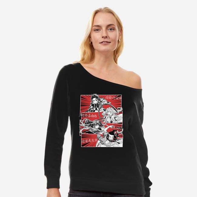 Swordsmith Village Arc Squad-Womens-Off Shoulder-Sweatshirt-Astrobot Invention