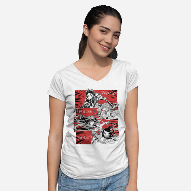 Swordsmith Village Arc Squad-Womens-V-Neck-Tee-Astrobot Invention