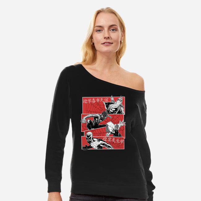 The Spider Squad-Womens-Off Shoulder-Sweatshirt-Astrobot Invention