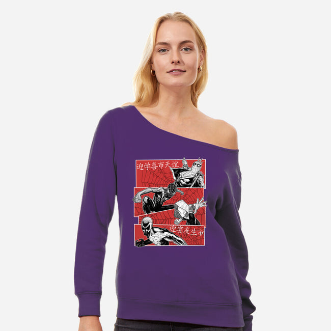 The Spider Squad-Womens-Off Shoulder-Sweatshirt-Astrobot Invention