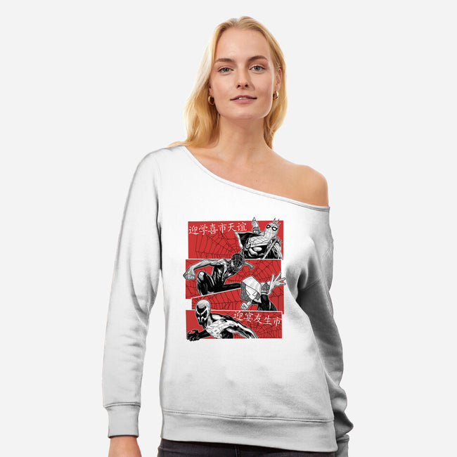 The Spider Squad-Womens-Off Shoulder-Sweatshirt-Astrobot Invention