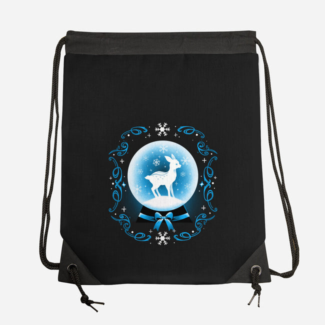 Snow Globe Deer-None-Drawstring-Bag-Vallina84