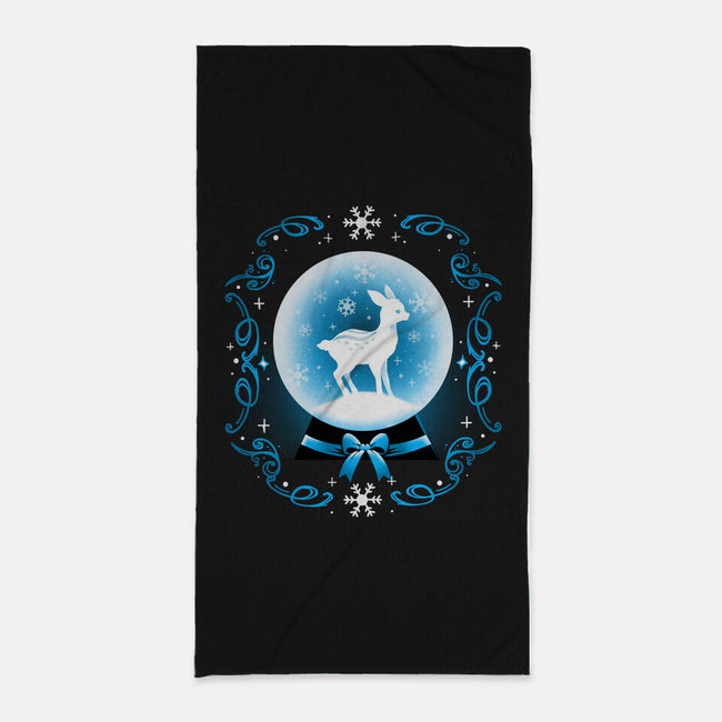 Snow Globe Deer-None-Beach-Towel-Vallina84