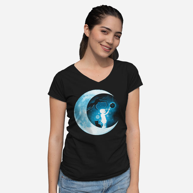 Temptation Moon-Womens-V-Neck-Tee-Vallina84