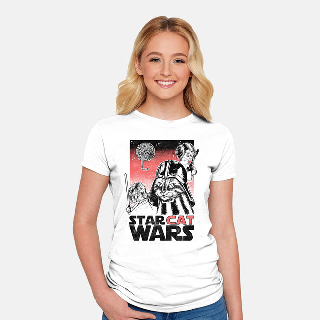 Star Cat Wars-Womens-Fitted-Tee-Umberto Vicente