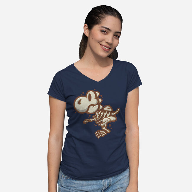 Super Dino Fossil-Womens-V-Neck-Tee-jrberger