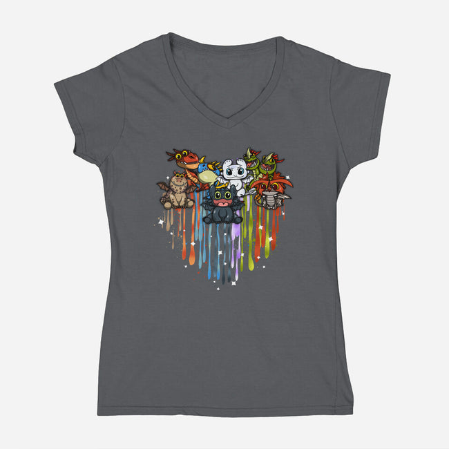 Love Of Dragons-Womens-V-Neck-Tee-JamesQJO