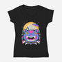 Unidentified Flying Cat-Womens-V-Neck-Tee-GODZILLARGE