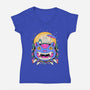 Unidentified Flying Cat-Womens-V-Neck-Tee-GODZILLARGE