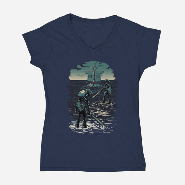 Link Vs Dark Link-Womens-V-Neck-Tee-Diego Oliver