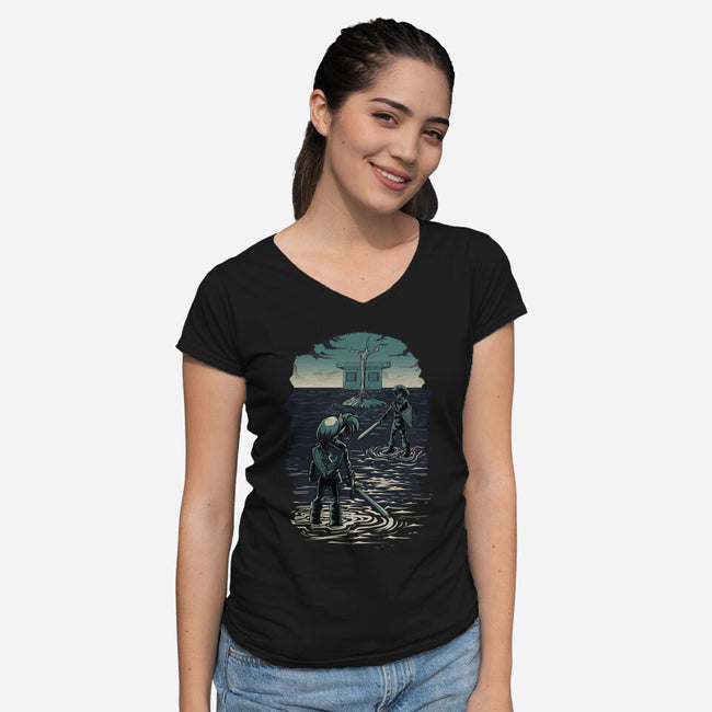 Link Vs Dark Link-Womens-V-Neck-Tee-Diego Oliver