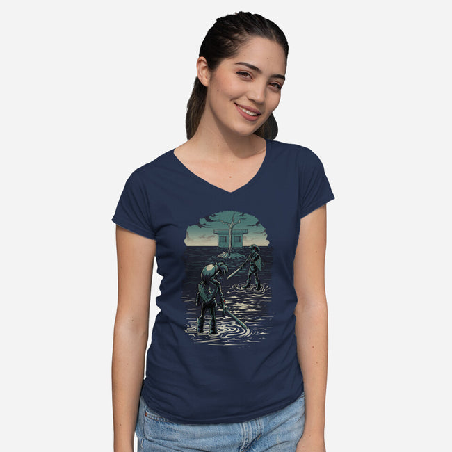 Link Vs Dark Link-Womens-V-Neck-Tee-Diego Oliver