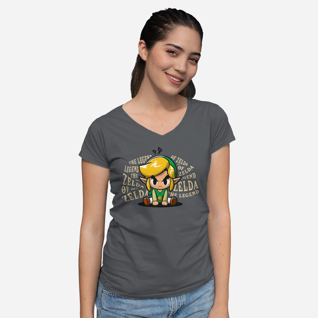 The Legend Link-Womens-V-Neck-Tee-ashytaka