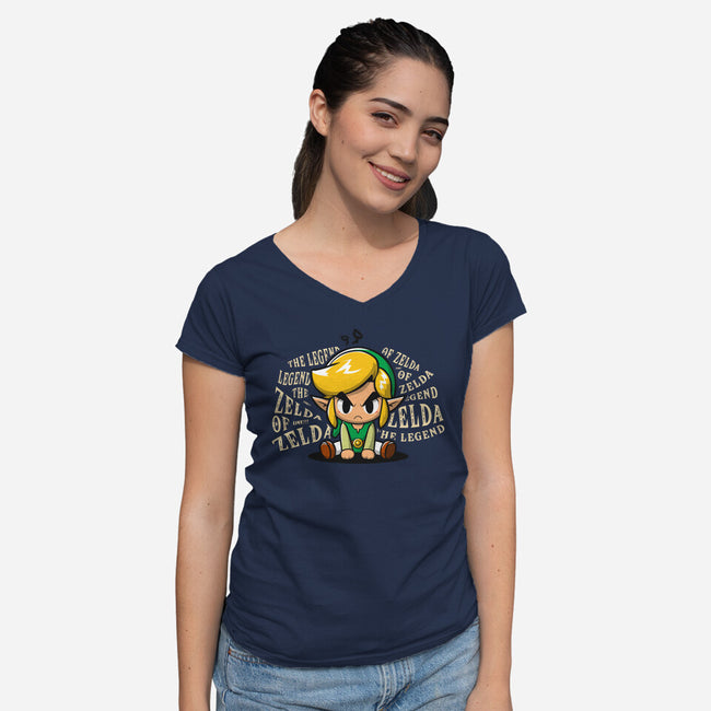 The Legend Link-Womens-V-Neck-Tee-ashytaka