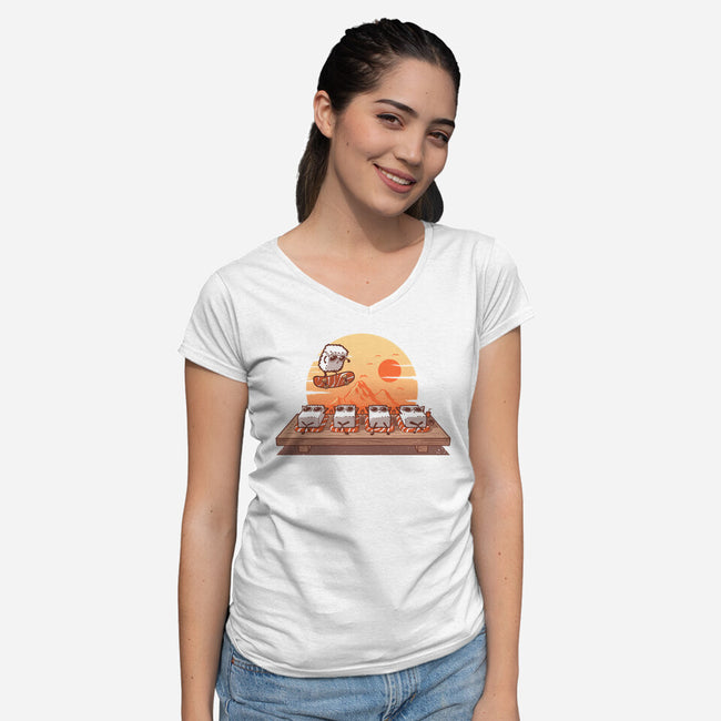 Sushi Sunset-Womens-V-Neck-Tee-erion_designs