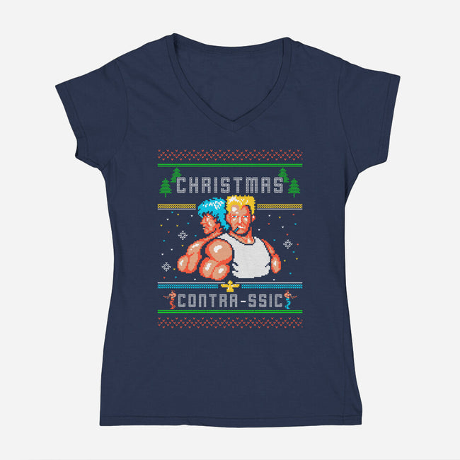 Christmas Contrassic-Womens-V-Neck-Tee-constantine2454