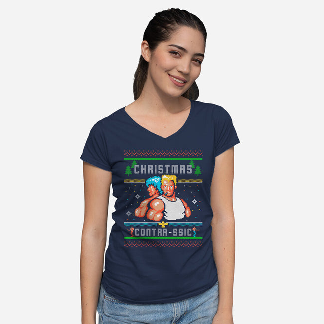 Christmas Contrassic-Womens-V-Neck-Tee-constantine2454